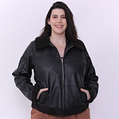 Campera Con Cuero Y Piel Ecolog Talles Grandes Y Especiales