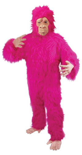 Disfraz Para Adulto Gorila Fuzzy Rosado Talla Única