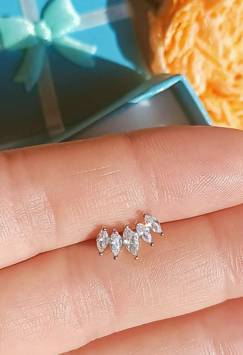 Aro Piercing Punto De Luz Helix Flat Lobulo Zirconia Unidad