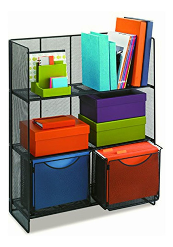 Safco Onyx Mesh Fold-up Shelving, Black, 6240bl