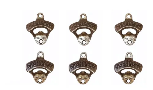 comprar Destapador Botella Pared Hierro Open Here X 6 Unid Bronce