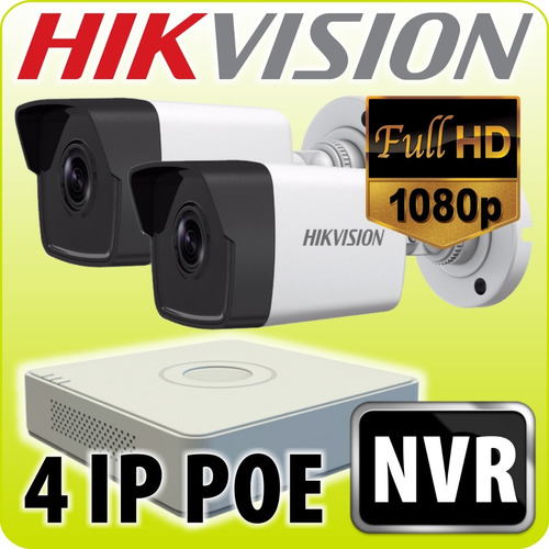 Kit Seguridad Hikvision Nvr Poe 4 + 2 Camaras Ip 2mp M3k