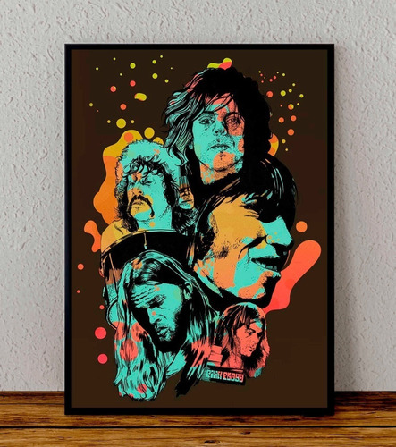 Cuadro 33x48 Poster Enmarcado Pink Floid Rock Psicodelico