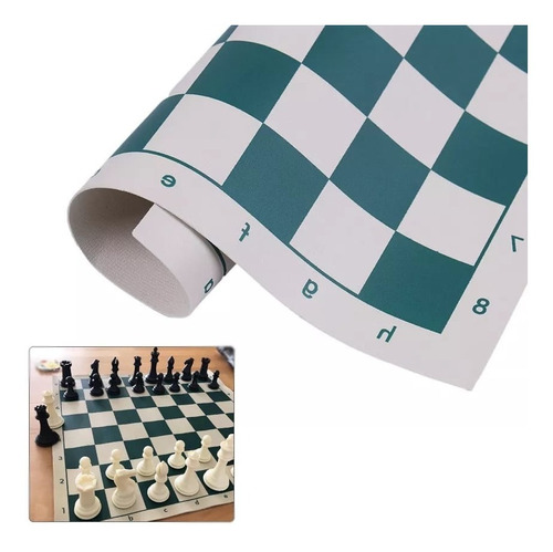 Juego De Ajedrez Con Tablero Flexible Pvc Y Piezas De Madera