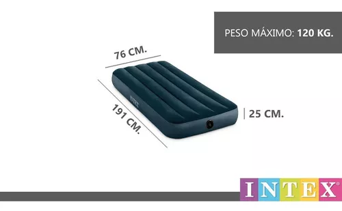 Colchon Inflable Uno 1 Plaza Dura Beam Standar Camping Intex Color Azul