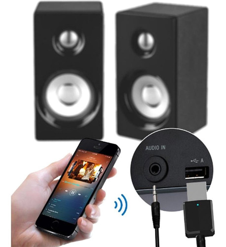 2- Em -1 Bluetooth Transmissor Recebedor Adaptador Preto Com