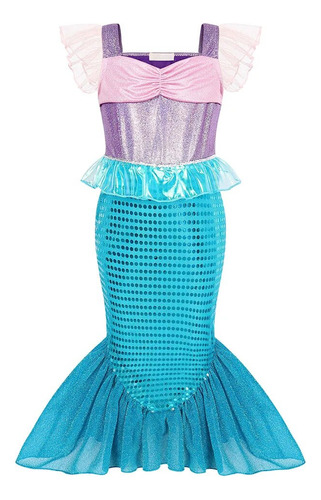 Disfraz De Sirenita Ariel Vestido Infantil Para Niñas