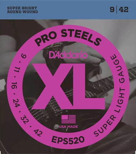 Encordado Daddario Eps520 Xl Pro Steels 009 042 G Electrica