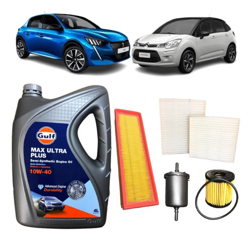 Kit Service 4 Filtros/aceite 10w40 Peugeot 208/c3  1.5 8v