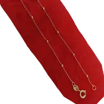 Comprar Tobillera 25cm Alterna Delgada Balín 2mm Oro Laminado 18k