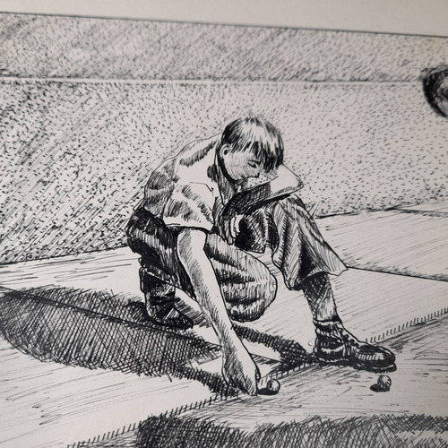Imagem 4 de 8 de Desenho Pintura Nanquim Bico De Pena Datado 1953 Antigo