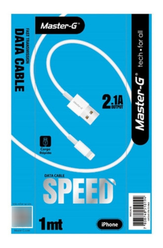 Cable Para iPhone Carga Rápida 2.1amp 1mt Master-g