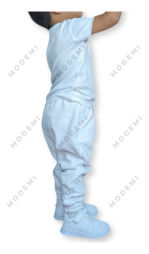 Pants Niño Jogger Pantalón Cómodo + Playera Gratis Blanco