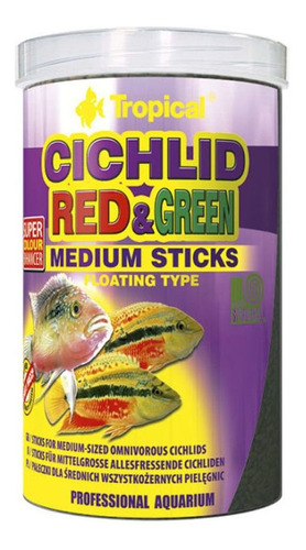 Ração Tropical Cichlid Red & Green Medium Sticks - Pote 90gr