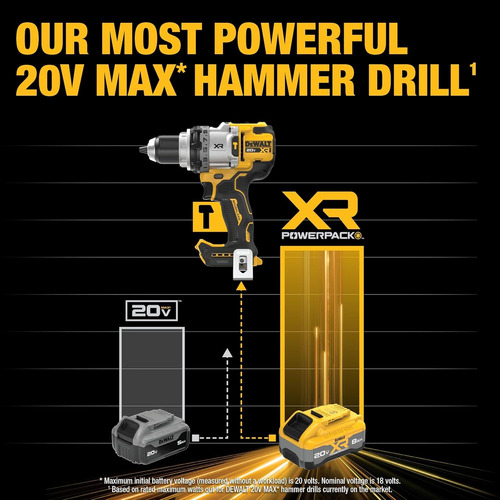 Taladro Percutor Dewalt, 20v Max Xr, 1/2'', C/bat Y Cargador