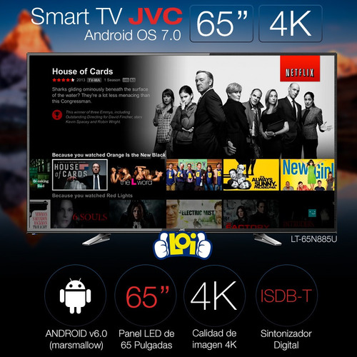 Smart Tv 65' 4k Ultra Hd Jvc Quad Core Gtía 3 Años Loi