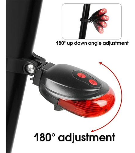 Luz Trasera Para Bicicleta Con 5 Led Y Carril De Seguridad L