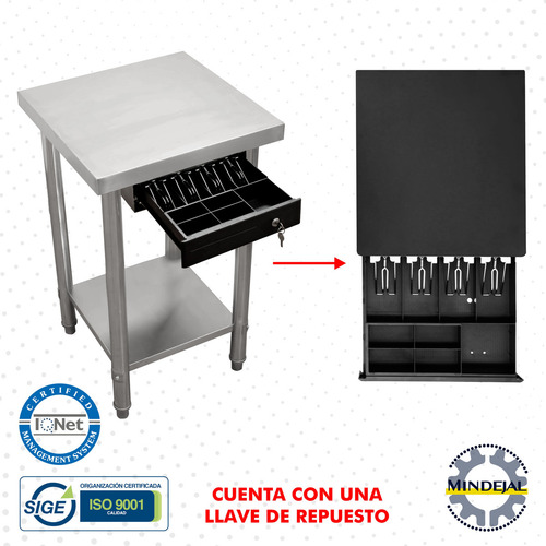 Mesa De Cobro Acero Inox Con Caja Para Dinero Mindejal