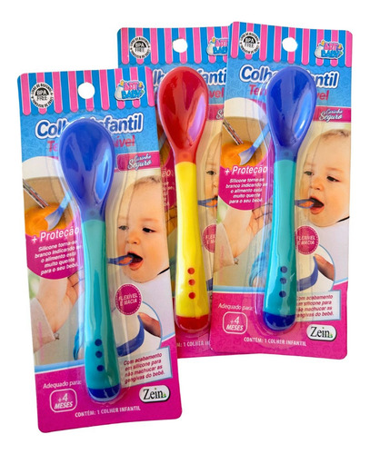 Colher Infantil Termo Sensível Proteção Silicone Para Bebe