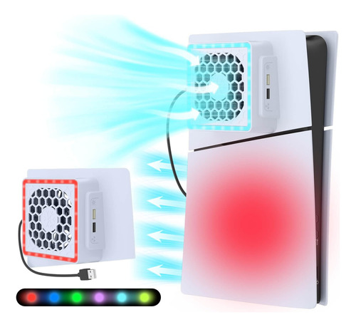 Ventilador De Refrigeración Delgado Para Ps5 Con Tira De Luz