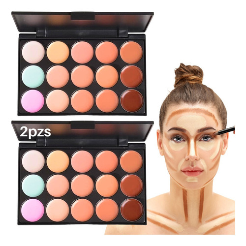 2 Paleta De 15 Correctores Granos Maquillaje Contorno Tono Correctores Maquillaje