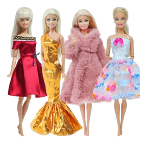Muñecas Set 3 Vestidos Fiesta + 1 Abrigo N°2 Barbiele