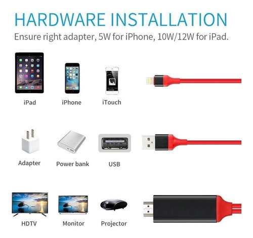 Cable Lightning A Hdmi Usb iPhone 5 Se 6 7 8 10 X iPad iPod