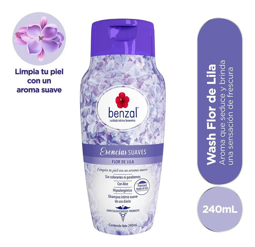 Jabón Íntimo Benzal Wash Flor De Lila Uso Diario