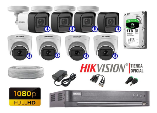 Kit 8 Cámaras Seguridad Audio Incorporado Hikvision Full Hd