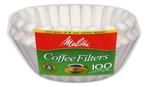 Filtros De Café Melitta Junior Basket, Blancos, 100 Unidades