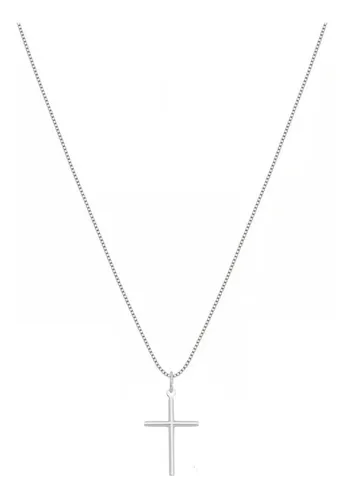 Cordão Feminino Prata Maciça 925 C/ Pingente Crucifixo 45cm