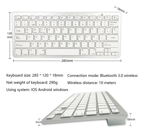 Teclado Inalámbrico Español De 78 Teclas Español