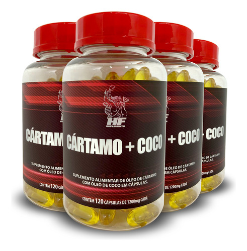 4x Cartamo Com Coco 1000mg Hf Suplements 120 Caps