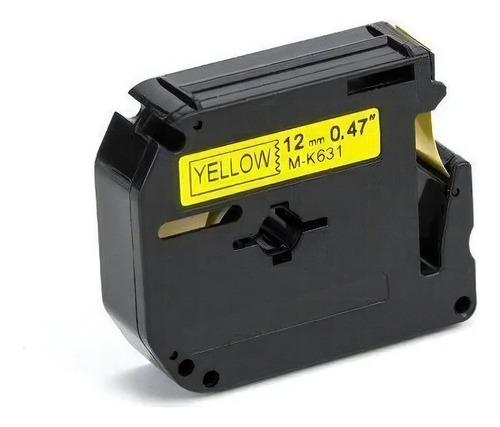 Fita Compativel Rotulador Brother Amarela 12mm Mk 631 Mk631 Cor Preto/Amarelo