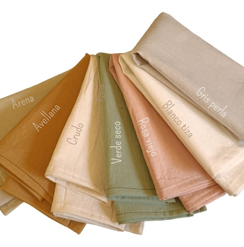 Imagen 1 de 10 de Servilletas De Tela Tusor Algodon Pack X 6 U Colores Varios