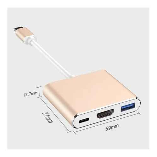 Adaptador Cab Tipo C Para Hdmi 4k Usb 3.0 Hub Macbook Air P