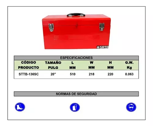 Caja Metálica Para Herramientas De 20'' Roja Sata Tb-136