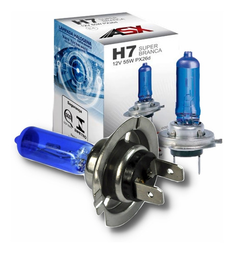 Imagem 3 de 7 de Lampada Super Branco H1 H7 4500k 55w 2 Pares 12v Asx Halogen