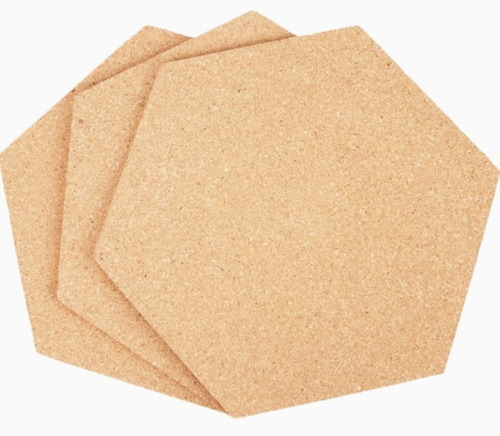 Set Hexágonos Corcho Pared X 6 Unidades 4mm Decoración