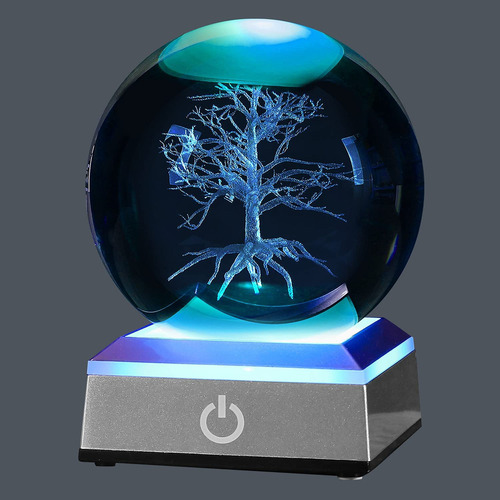 Bola De Cristal 3d Del Árbol De La Vida Con Luz Led Colorida