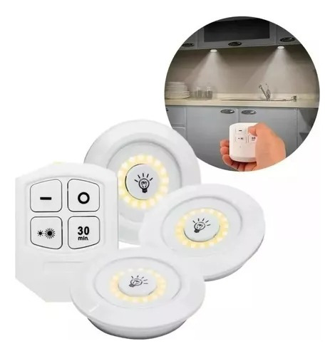 Luz Led Set X3 Lampara Adhesivas Inalámbrica Control Remoto 