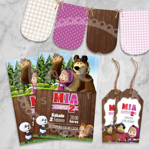 Kit Imprimible Masha Y El Oso Rustico. Cumpleaños + Candybar