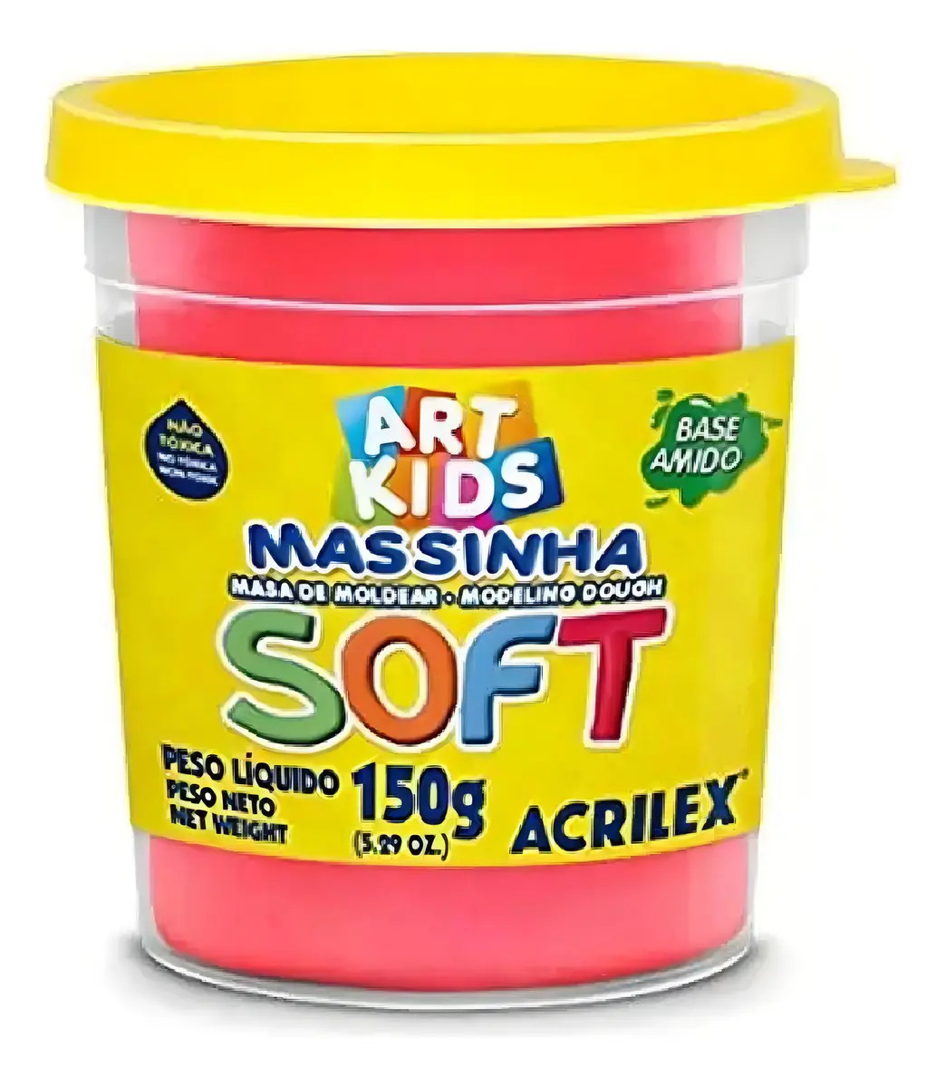 Massinha Modelar Vermelha Acrilex 150g Lavável Infantil
