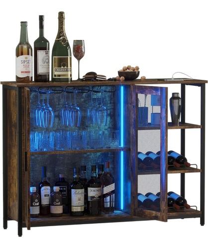 Gabinete De Bar Para Vinos Y Licores; C/luz Led; Industrial