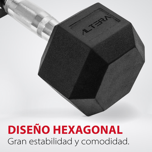 Mancuerna Hexagonal De Acero Pesa Recubierta Neopreno 40 Lbs