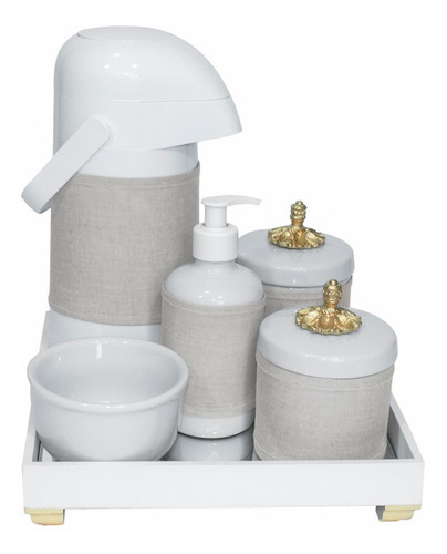 Kit Higiene Completo Porcelanas Térmica Ursinho Dourado Bebê Cor Provençal