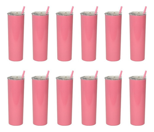 12 Termos Para Bebidas De 20oz Vaso Acero Inoxidable Skinny Color Cereza