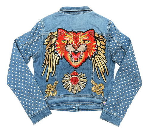 Chamarra De Mezclilla Parches Denim Jacket