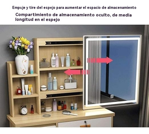 Tocador De Dormitorio Incluye Tabur Con Espejo Led Moderno