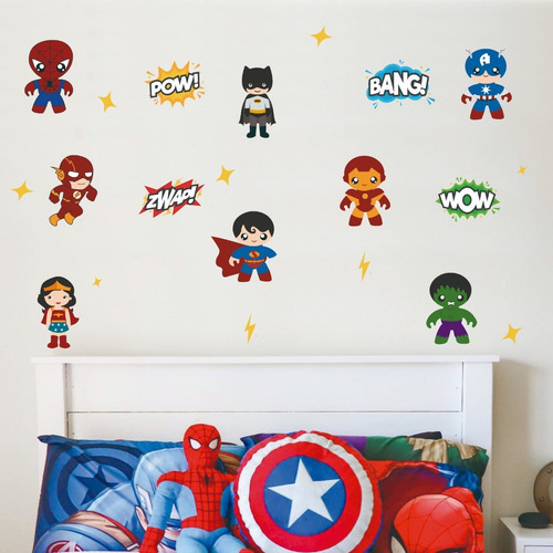 Imagen 3 de 5 de Vinilos Decorativos Superheroes Spiderman Superman Hulk